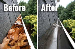 Before and After Cleaning the Gutters